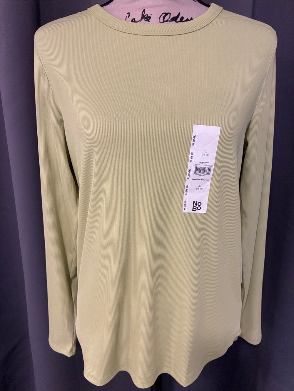 No Boundaries Sage Green Ribbed Long Sleeve Crewneck